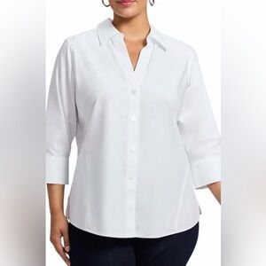 Foxcroft White Non-Iron Fitted Blouse